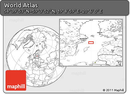 Blank Location Map of the Area around 58° 51' 53" N, 19° 37' 30" E