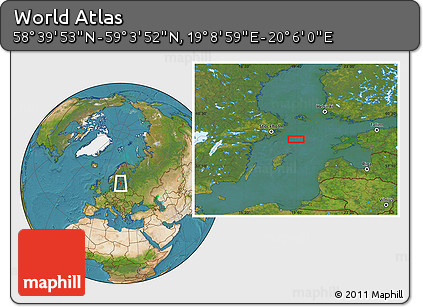 Satellite Location Map of the Area around 58° 51' 53" N, 19° 37' 30" E