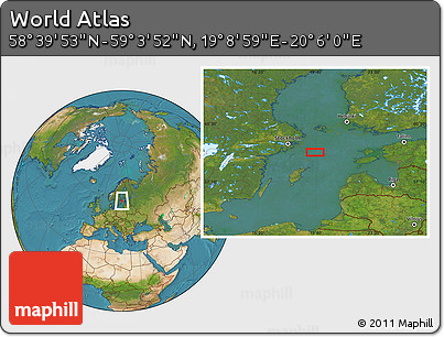 Satellite Location Map of the Area around 58° 51' 53" N, 19° 37' 30" E