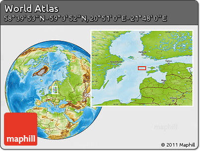 Physical Location Map of the Area around 58° 51' 53" N, 21° 19' 30" E