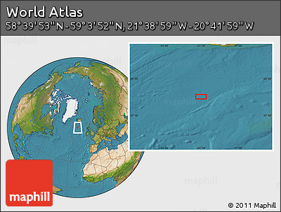 Satellite Location Map of the Area around 58° 51' 53" N, 21° 10' 29" W