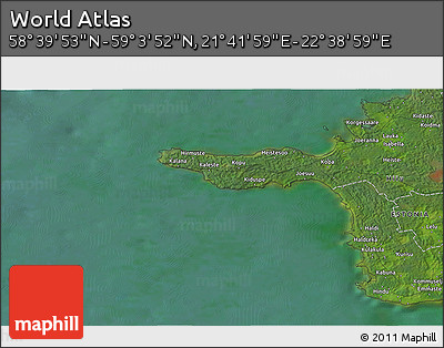 Satellite 3D Map of the Area around 58° 51' 53" N, 22° 10' 29" E