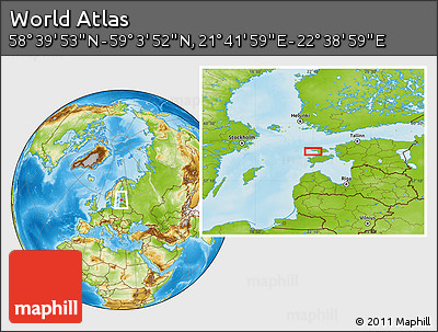 Physical Location Map of the Area around 58° 51' 53" N, 22° 10' 29" E