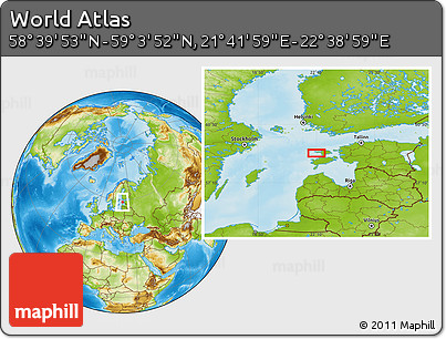 Physical Location Map of the Area around 58° 51' 53" N, 22° 10' 29" E