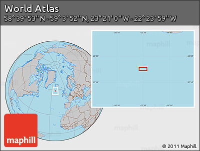 Gray Location Map of the Area around 58° 51' 53" N, 22° 52' 30" W