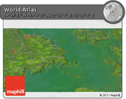 Satellite 3D Map of the Area around 58° 51' 53" N, 23° 1' 29" E