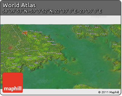 Satellite 3D Map of the Area around 58° 51' 53" N, 23° 1' 29" E