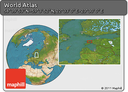 Satellite Location Map of the Area around 58° 51' 53" N, 23° 1' 29" E
