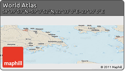Shaded Relief Panoramic Map of the Area around 58° 51' 53" N, 23° 1' 29" E