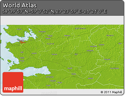 Physical 3D Map of the Area around 58° 51' 53" N, 23° 52' 30" E