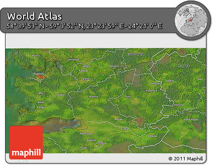 Satellite 3D Map of the Area around 58° 51' 53" N, 23° 52' 30" E