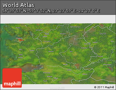 Satellite 3D Map of the Area around 58° 51' 53" N, 23° 52' 30" E
