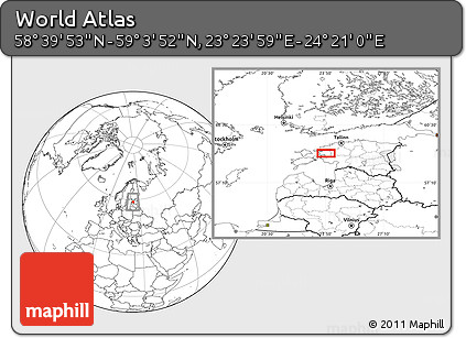 Blank Location Map of the Area around 58° 51' 53" N, 23° 52' 30" E