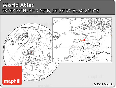 Blank Location Map of the Area around 58° 51' 53" N, 23° 52' 30" E