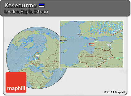 Savanna Style Location Map of Kasenurme, hill shading
