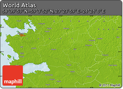 Physical Map of the Area around 58° 51' 53" N, 23° 52' 30" E