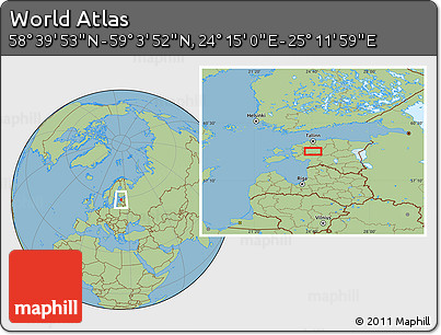 Savanna Style Location Map of the Area around 58° 51' 53" N, 24° 43' 30" E