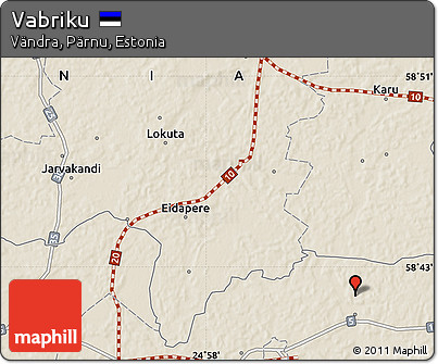 Shaded Relief Map of Vabriku