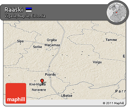Shaded Relief Panoramic Map of Rääski