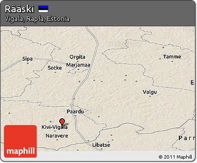 Shaded Relief Panoramic Map of Rääski