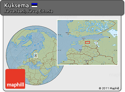Savanna Style Location Map of Kuksema, hill shading
