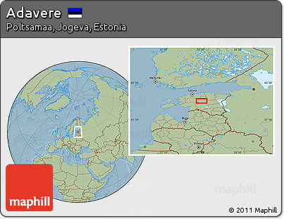 Savanna Style Location Map of Adavere, hill shading