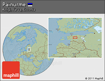 Savanna Style Location Map of Päinurme, hill shading