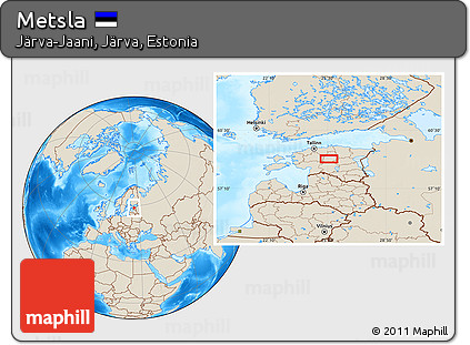 Shaded Relief Location Map of Metsla