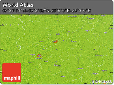 Physical Map of the Area around 58° 51' 53" N, 25° 34' 30" E