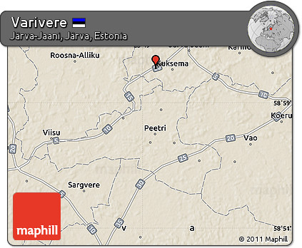 Shaded Relief Map of Varivere