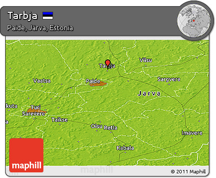 Physical Panoramic Map of Tarbja
