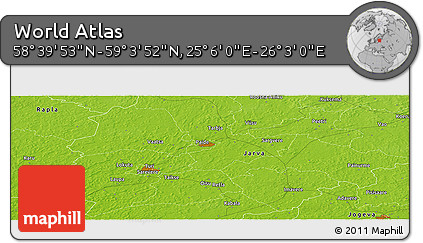 Physical Panoramic Map of the Area around 58° 51' 53" N, 25° 34' 30" E
