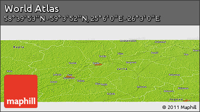 Physical Panoramic Map of the Area around 58° 51' 53" N, 25° 34' 30" E