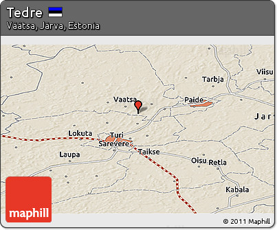Shaded Relief Panoramic Map of Tedre