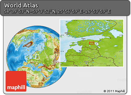 Physical Location Map of the Area around 58° 51' 53" N, 26° 25' 29" E