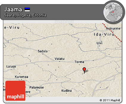 Shaded Relief Panoramic Map of Jaama