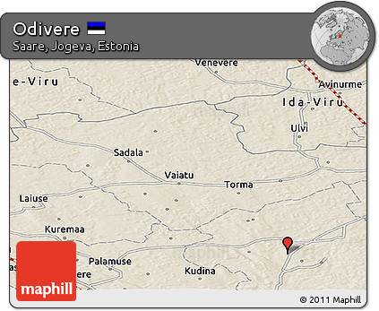 Shaded Relief Panoramic Map of Odivere