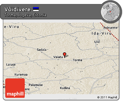 Shaded Relief Panoramic Map of Võidivere