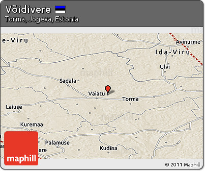 Shaded Relief Panoramic Map of Võidivere