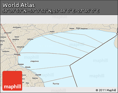 Shaded Relief 3D Map of the Area around 58° 51' 53" N, 27° 16' 29" E