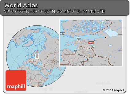Gray Location Map of the Area around 58° 51' 53" N, 27° 16' 29" E