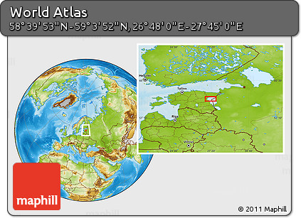 Physical Location Map of the Area around 58° 51' 53" N, 27° 16' 29" E