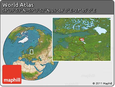 Satellite Location Map of the Area around 58° 51' 53" N, 27° 16' 29" E