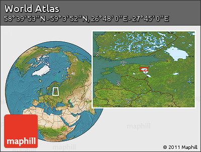 Satellite Location Map of the Area around 58° 51' 53" N, 27° 16' 29" E