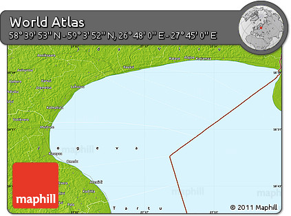 Physical Map of the Area around 58° 51' 53" N, 27° 16' 29" E