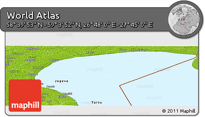 Physical Panoramic Map of the Area around 58° 51' 53" N, 27° 16' 29" E