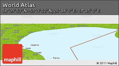 Physical Panoramic Map of the Area around 58° 51' 53" N, 27° 16' 29" E