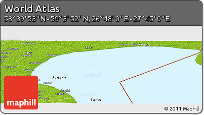Physical Panoramic Map of the Area around 58° 51' 53" N, 27° 16' 29" E