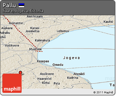 Shaded Relief Panoramic Map of Pällu