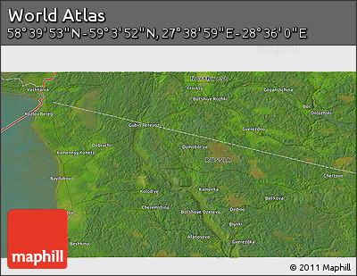 Satellite 3D Map of the Area around 58° 51' 53" N, 28° 7' 30" E